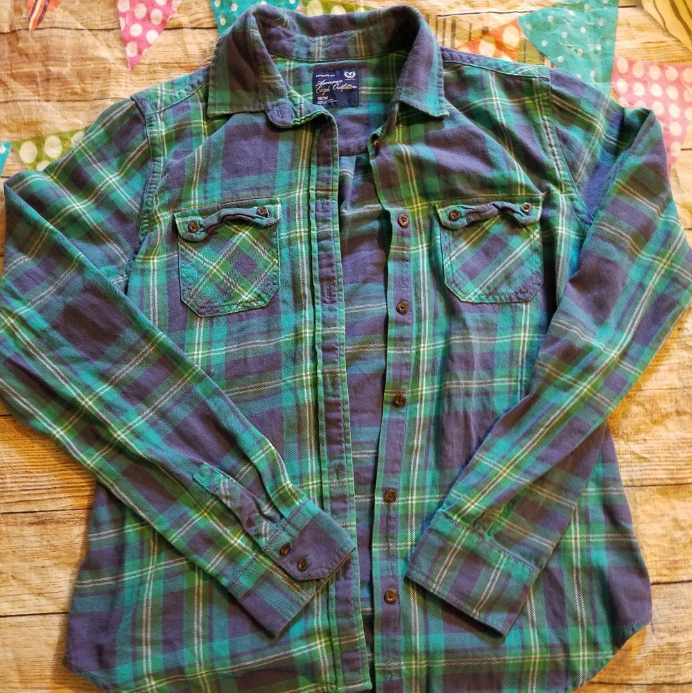 Flannel, Plaid American Eagle button down